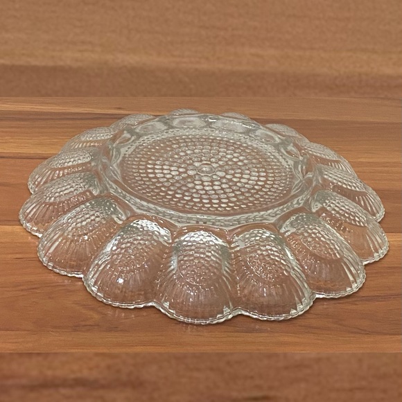 Vintage Indiana Carnival Glass Clear Deviled Egg Platter Serving Tray - Picture 4 of 11